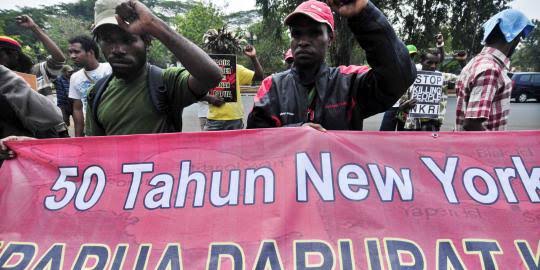 Aksi rakyat Papua tolak Perjanjian New York Egreement. Foto ilustrasi.