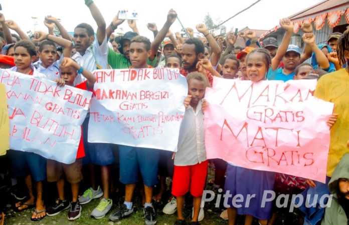 Aksi pelajar Papua di Yahukimo pada 3 Februari 2025. Foto: Piter Lokon.